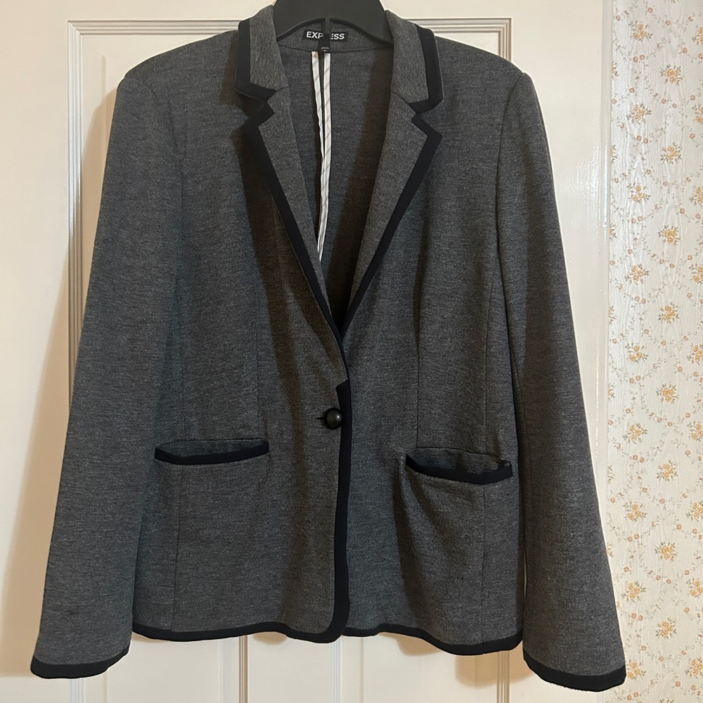 Express Gray with Black Trim Blazer in Size Large